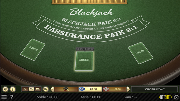 table de blackjack live