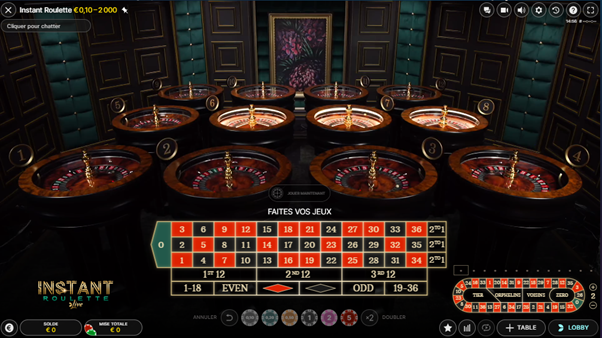 table de roulette en ligne