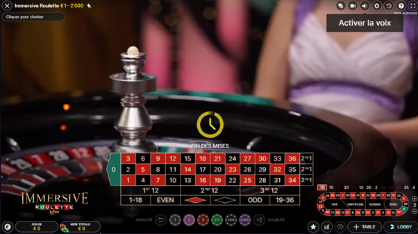 roulette jeux de table avec croupier en direct